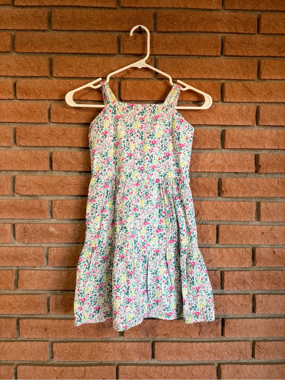 GAP Girls Floral Dress - White, Pink & Green